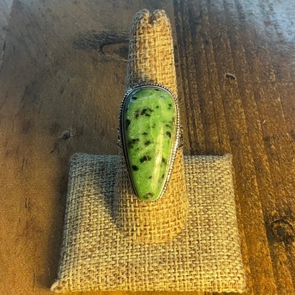 Ruby Zoisite Silver Overlay Ring Size 8 - Picture 2 of 3